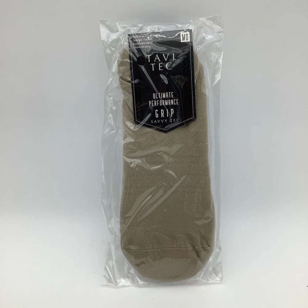 Tavi Tec Savvy Tec Ultimate Performance‎ Grip Socks Size Medium Shitake Tan New